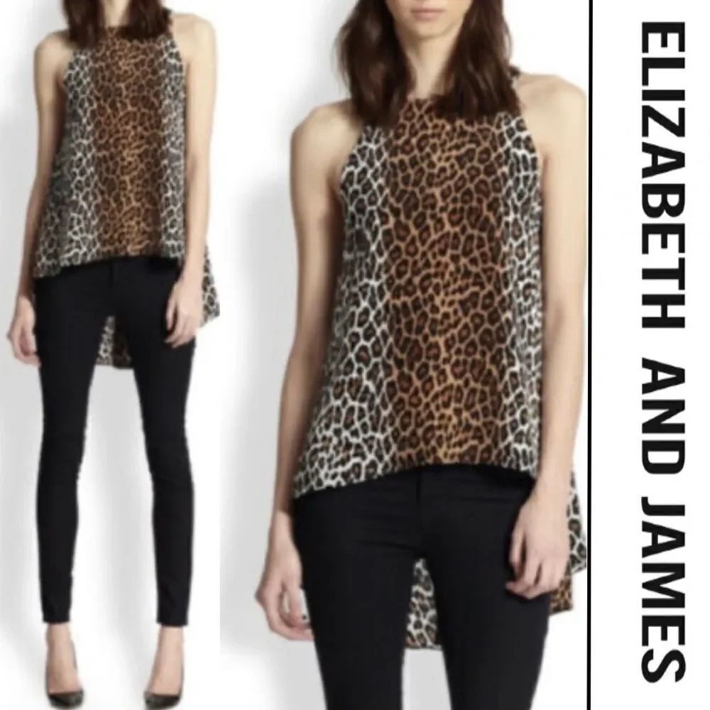 Elizabeth and James Everly Leopard Hi-Low Sleeveless Top